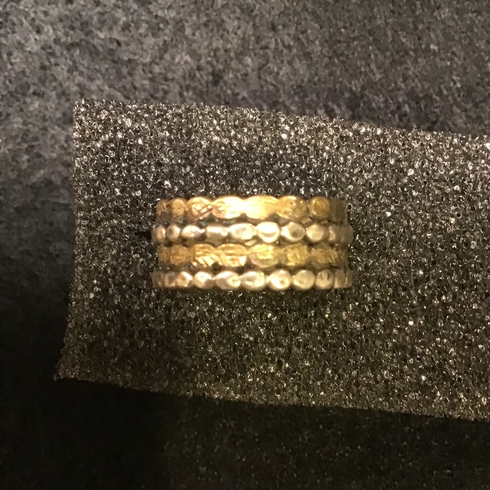 Brass and Silver Stacked Metal Ring